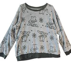 Star Wars Women's Baby Yoda Olive Green Novelty Fleece Pullover Sherpa Lined XL